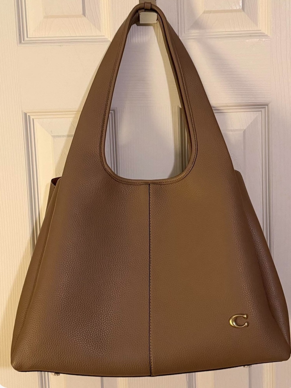 Pebbled Brown Lana Shoulder Bag with Gold Accent